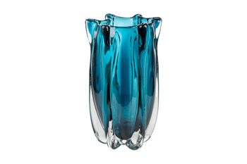 VASE VERRE BLEU 17X17X30CM HM843773