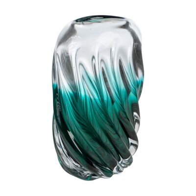 VASE VERRE TURQUOISE/TRANSPARENT 16X6X25CM HM843774