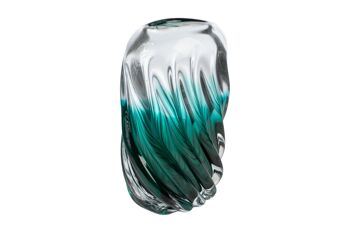 VASE VERRE TURQUOISE/TRANSPARENT 16X6X25CM HM843774