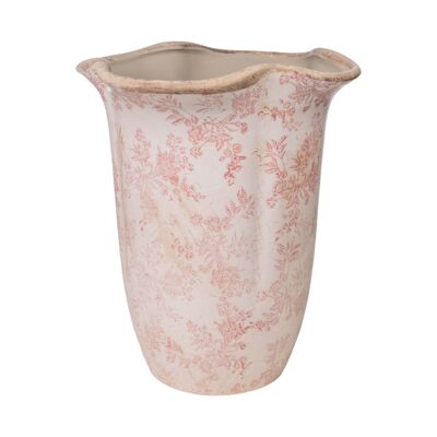 VASE ONDULÉ EN PORCELAINE BEIGE/ROSE HM251