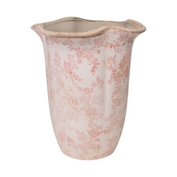 VASE ONDULÉ EN PORCELAINE BEIGE/ROSE HM251