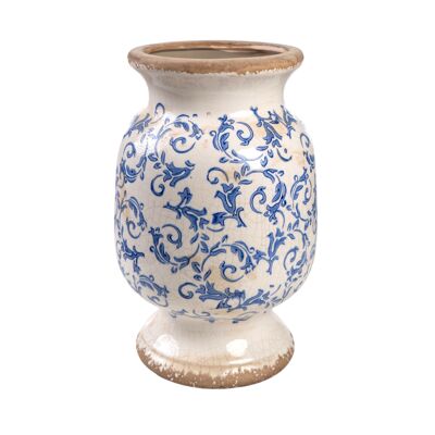 BLAU/WEISSE PORZELLANVASE 18X18X27CM HM239