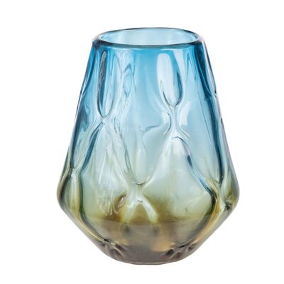 VASO IN VETRO BLU/AMBRA 27X27X23CM HM843705