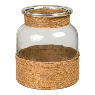 JUTE LINED GLASS VASE 19X19X23CM HM261