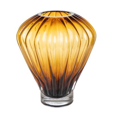 AMBER STRIPED GLASS VASE 23X23X29CM HM843701