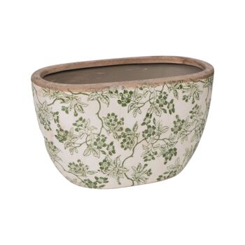 JARDINIÈRE PORCELAINE BEIGE/VERTE 23X13X14CM HM249