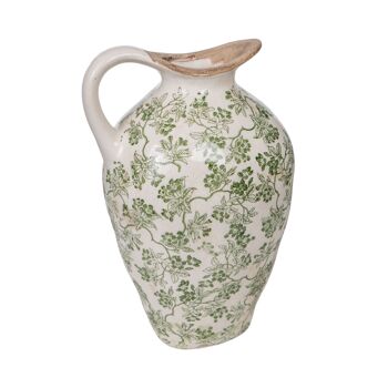 CRUCHE PORCELAINE BEIGE/VERTE 23X13X14CM HM245