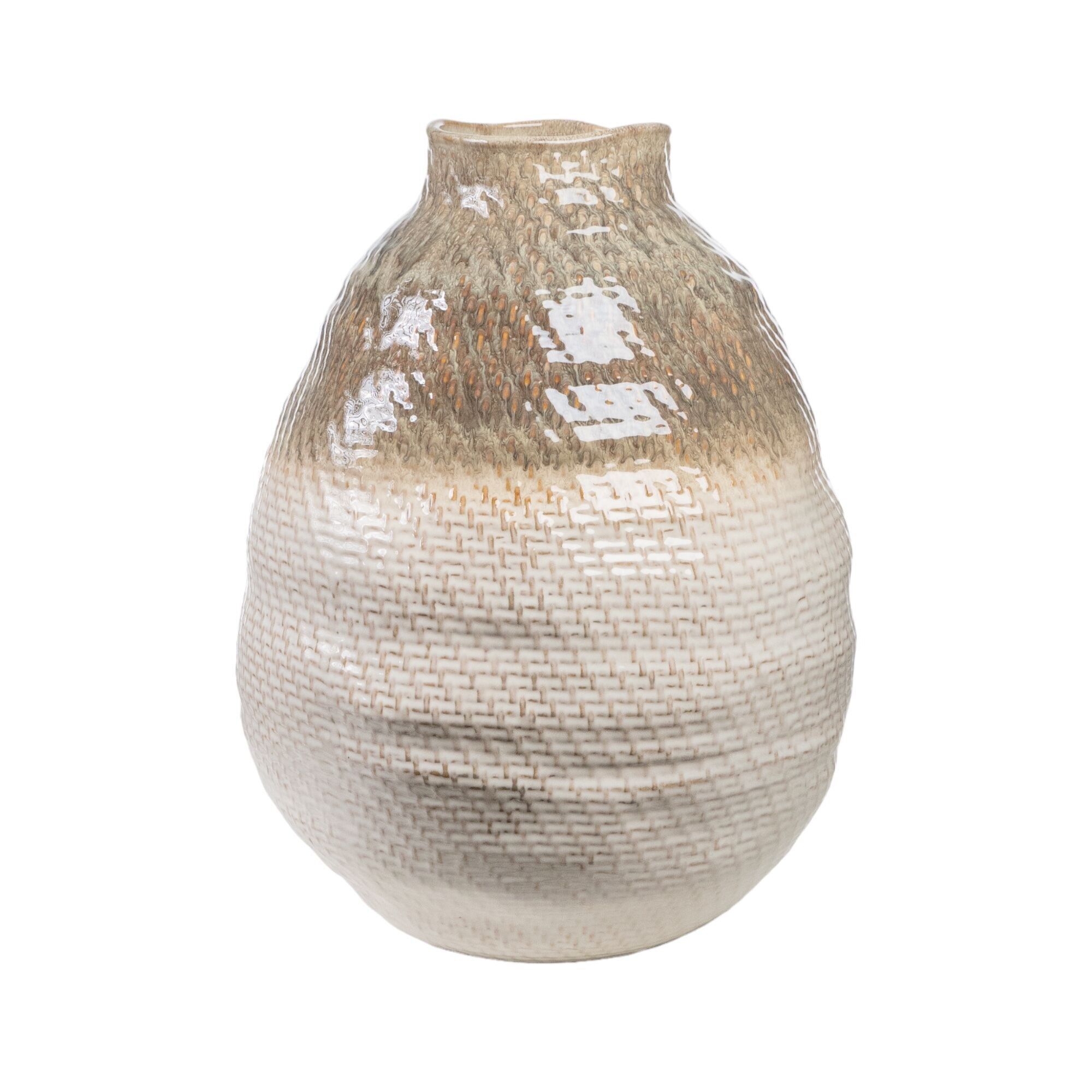 BREITE BEIGE PORZELLANVASE HM261