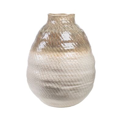 VASO LARGO IN PORCELLANA BEIGE 37X37X47CM HM261