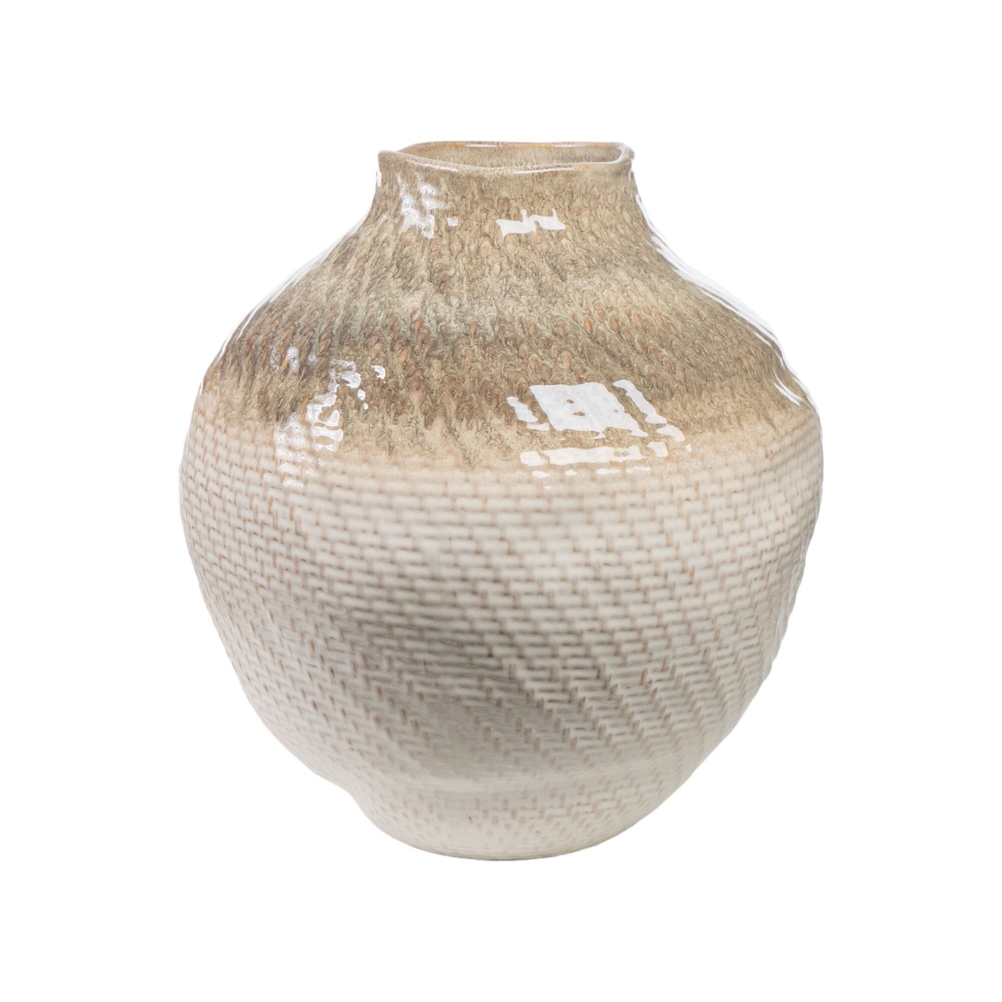 BREITE BEIGE PORZELLANVASE HM262
