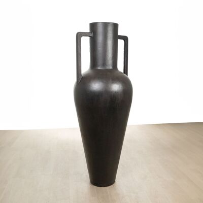 VASE HAUT AVEC 2 POIGNÉES EN CÉRAMIQUE NOIRE HM47250