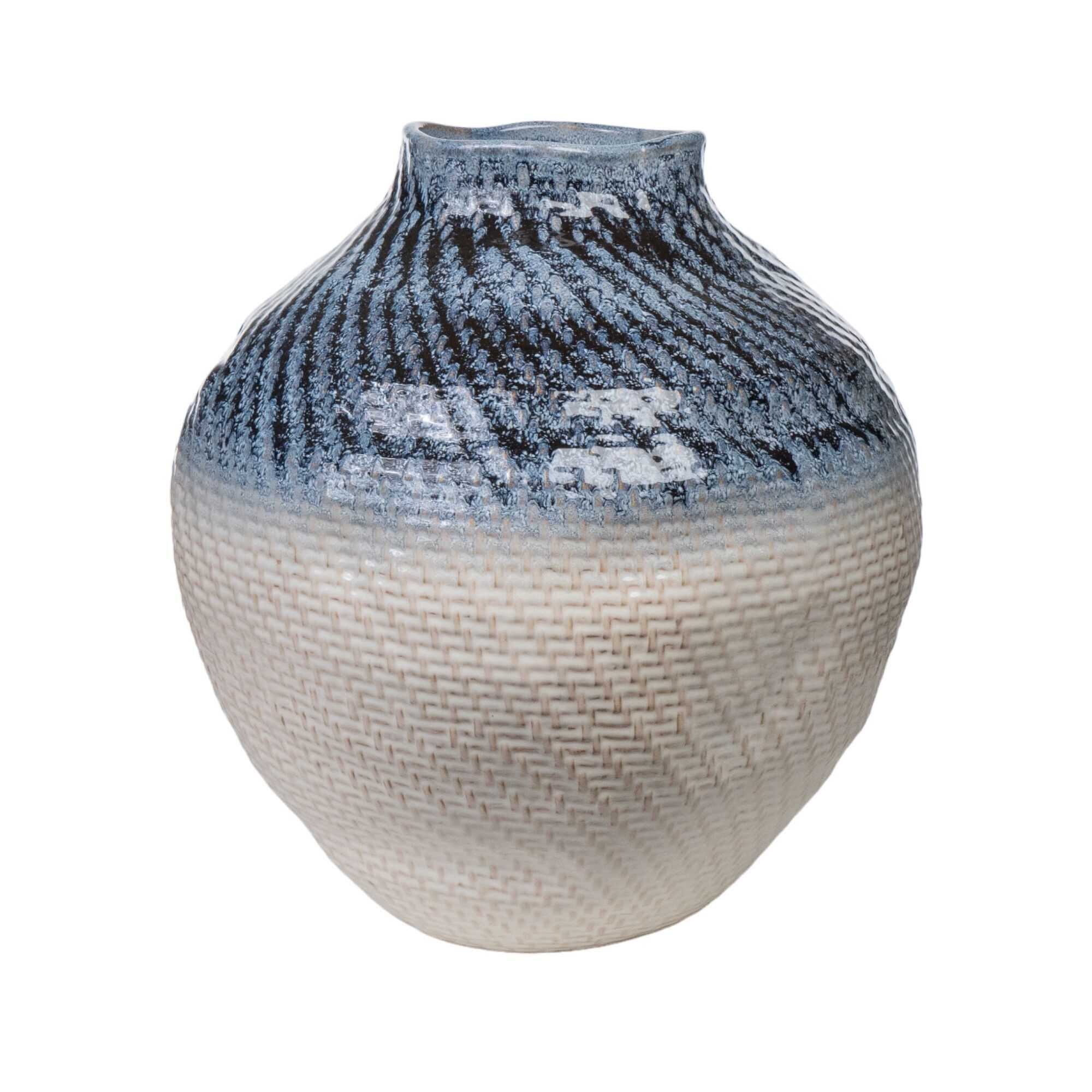 BREITE BEIGE/BLAU PORZELLANVASE HM266