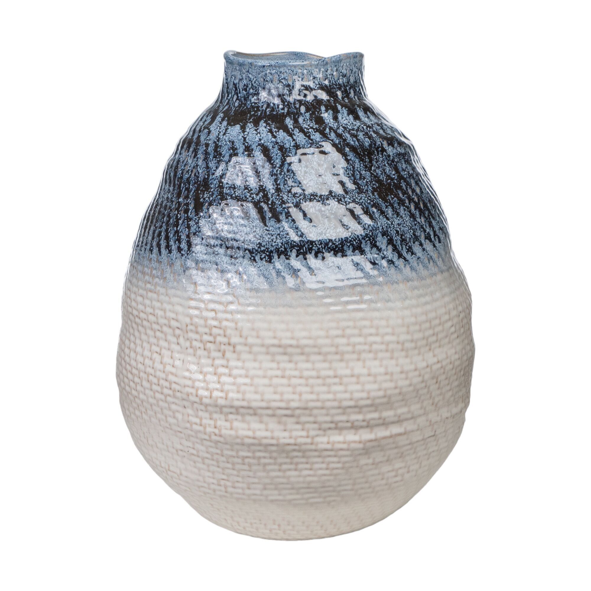 BREITE BEIGE/BLAUE PORZELLANVASE HM267