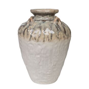 VASE PORCELAINE BEIGE AVEC POIGNÉES HM257