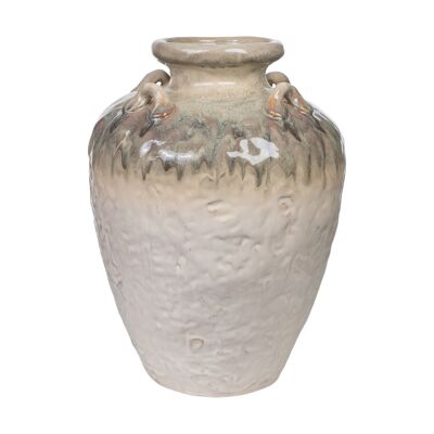 BEIGE PORCELAIN VASE WITH HANDLES 32X32X44CM HM258