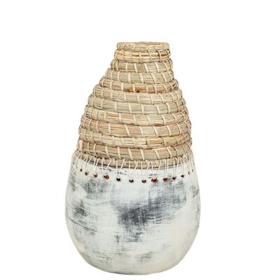 KERAMIK/RATTAN-VASE HM472543