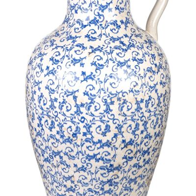 JARRON GRANDE ASA PORCELANA AZUL/BLANCO 40X40X70CM HM236