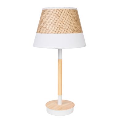 WOODEN BASE LAMP WITH BEIGE/WICKER SHADE HM1136