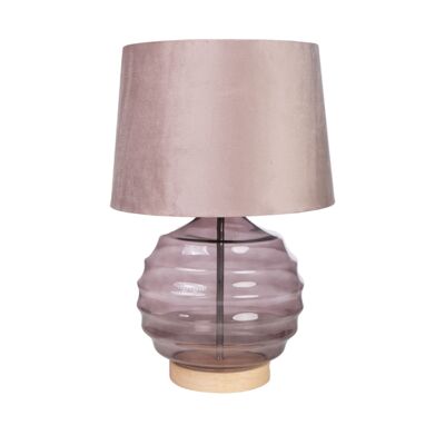 LAMPADA A SFERA IN VETRO MALVA CON SCHERMO IN VELLUTO RO 28X28X43CM HM1141