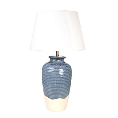 BLUE/BEIGE CERAMIC LAMP WITH SCREEN 35X35X62CM HM1123