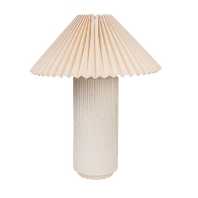 BEIGE KERAMIKLAMPE MIT PLISSBILDSCHIRM 35X35X44CM HM1140