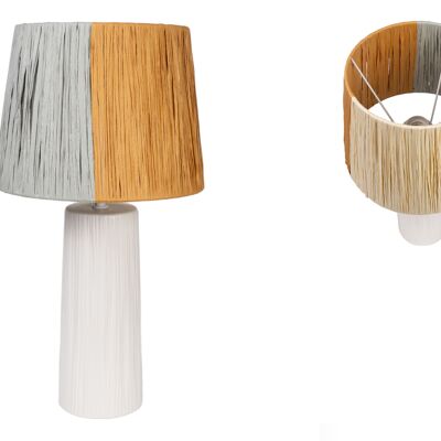 LAMPADA IN CERAMICA BIANCA CON CORDA SCHERMO COLORATA HM1129