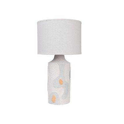 CERAMIC LAMP RELIEF LIGHT BLUE/BEIGE WITH SCREEN HM1126