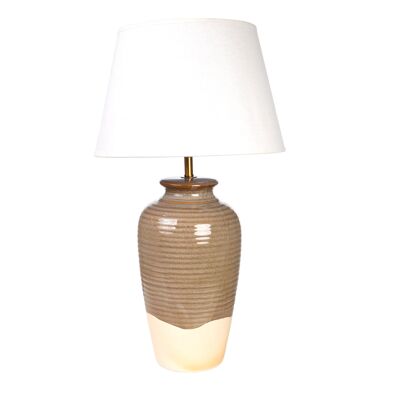 LAMPE CÉRAMIQUE VERT/BEIGE AVEC ÉCRAN 35X35X62CM HM1122