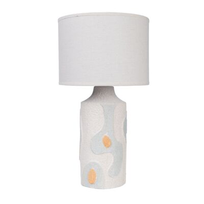CERAMIC LAMP RELIEF LIGHT BLUE/BEIGE WITH SCREEN HM1125