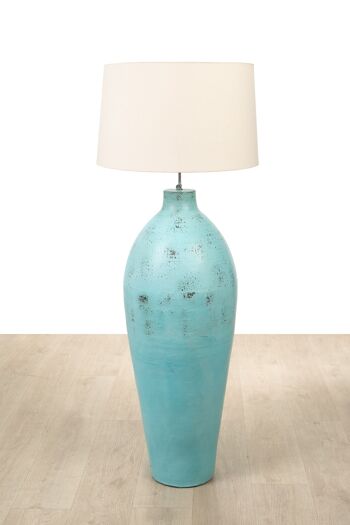 LAMPADAIRE EN CÉRAMIQUE TURQUOISE AVEC ÉCRAN HM47653