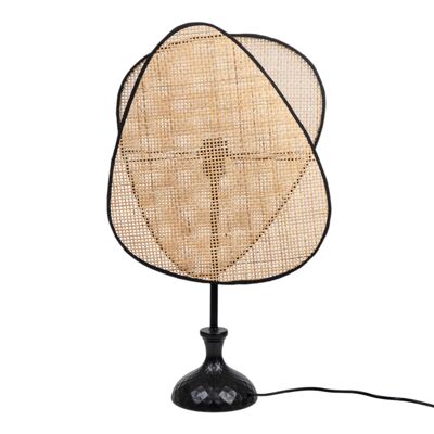 LAMPADA DA TAVOLO IN RATTAN BORDO NERO HM119