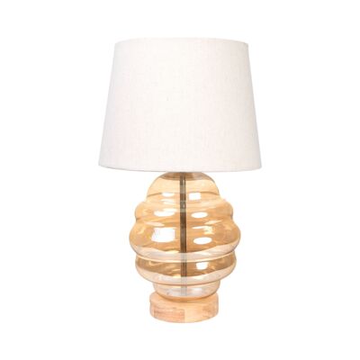 BEIGE GLASS LAMP WITH SCREEN 25X25X42CM HM1143