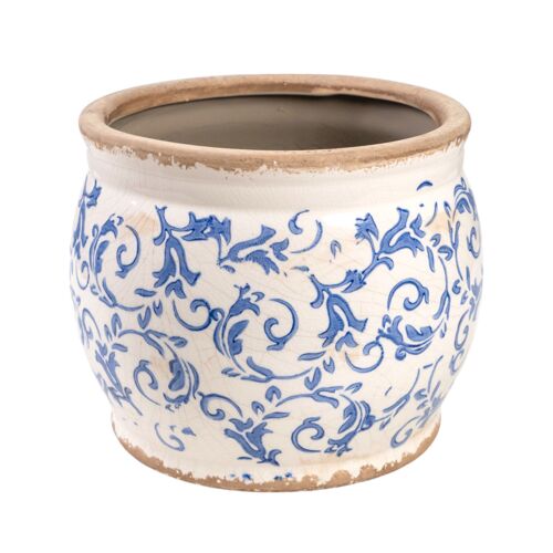 MACETA PORCELANA AZUL/BLANCO 25X25X21CM HM240