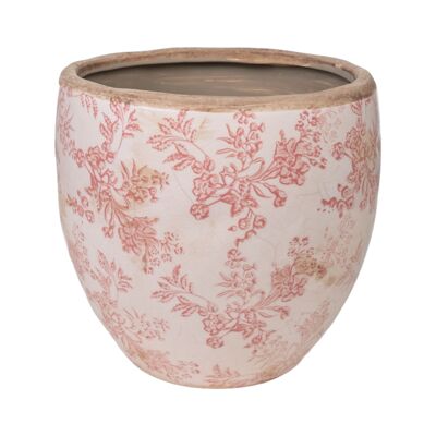 MACETA PORCELANA BEIGE/ROSA 20X20X19CM HM252