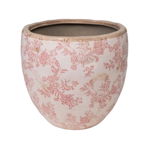 MACETA PORCELANA BEIGE/ROSA 15X15X14CM HM253