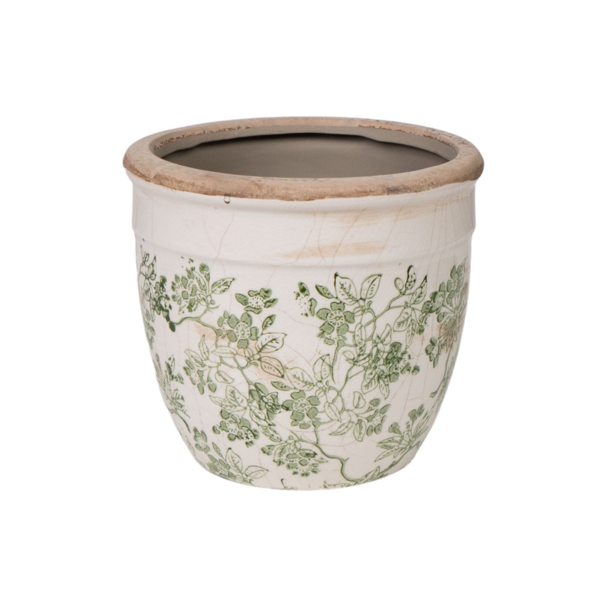 BEIGE/GRÜNER PORZELLANTOPF HM232