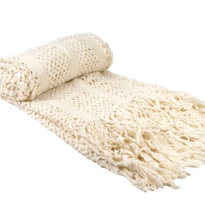 WHITE BLANKET WITH FRINGES 130x200 cms 130X1X200CM HM843680