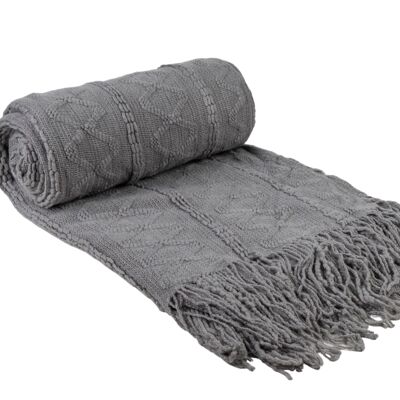 GRAY BLANKET WITH FRINGES 130x200 cms HM843682