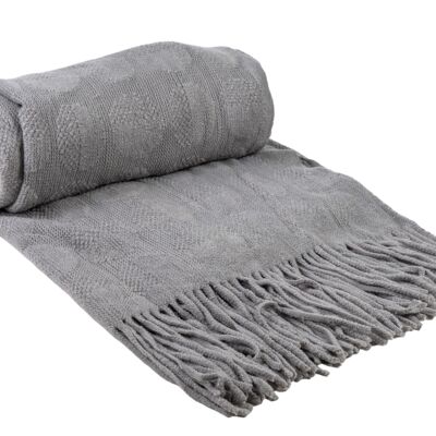 GRAY BLANKET WITH FRINGES 130x200 cms HM843684