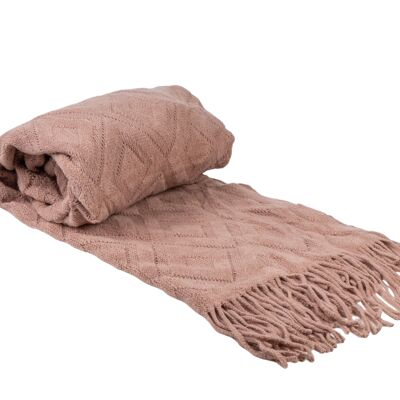 COPERTA ROSA CON FRANGE 130x200 cm HM843677