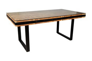 TABLE BOIS RECYCLÉ/MÉTAL/VERRE 180X100X77CM HM151 1