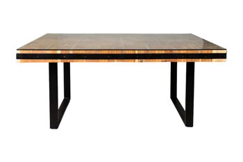 TABLE BOIS RECYCLÉ/MÉTAL/VERRE 180X100X77CM HM151 2