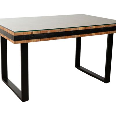 RECYCLED WOOD/METAL/GLASS TABLE HM152