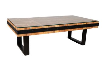 TABLE BOIS RECYCLÉ/MÉTAL/VERRE 130X70X43CM HM153 1