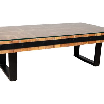 RECYCLED WOOD/METAL/GLASS TABLE HM153