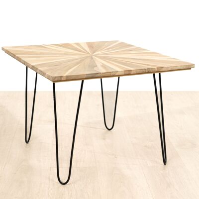 MESA MADERA TEKA PATAS METAL 60X60X45CM HM47576