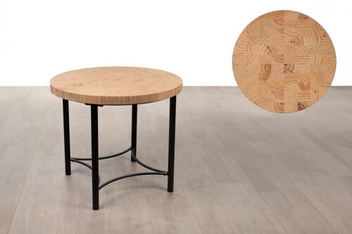 MESA REDDA MADERA PINTO PIE METAL HM816
