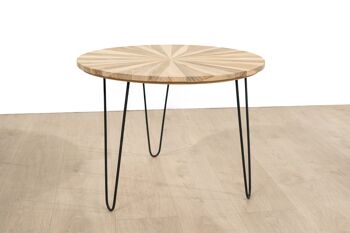 TABLE RONDE BOIS TEKA PIEDS MÉTAL 60X60X45CM HM47577 1