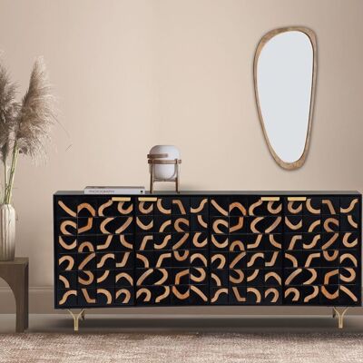 MOBILI 4 P. MANICO NATURALE SCULTURA IN LEGNO NERO HM1849
