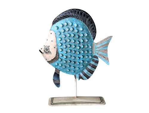 PEZ METAL EN SOP. AZUL 46X16X56CM HM1844